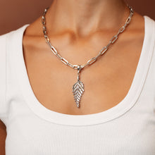 Load image into Gallery viewer, silver necklace real removable fern rhodium chain 
