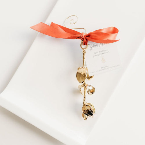 Mistletoe holiday ornament gold