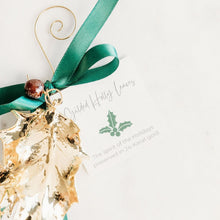 Load image into Gallery viewer, Holly Leaves holiday ornament gold
