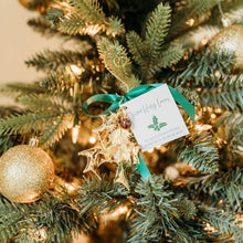 Load image into Gallery viewer, Holly Leaves holiday ornament gold
