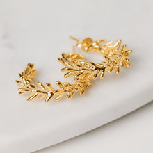 Load image into Gallery viewer, Sheinelle Jones earrings TODAY SHOW botanical earrings made from real plants lemon cypress hoops botanical jewelry 
