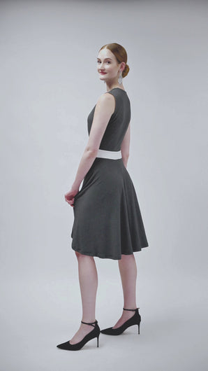 MIDI DRESS COLOR BLOCK GRAY